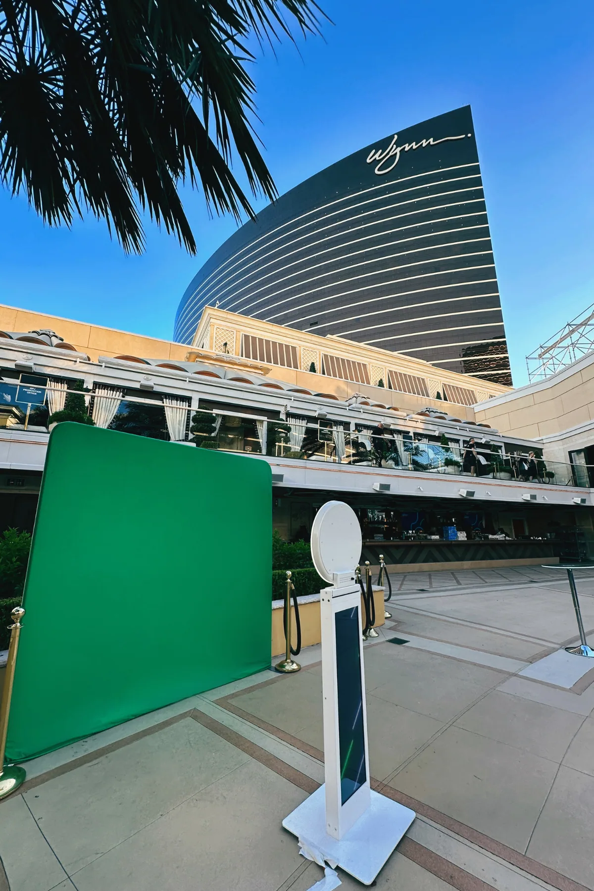 Green screen photo booth setup at Wynn Las Vegas