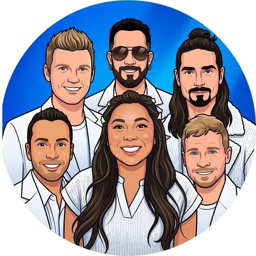 Custom photo button with an AI group portrait design